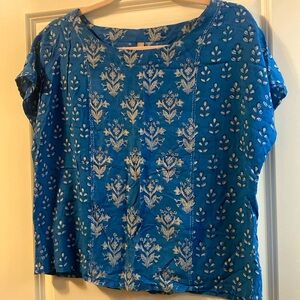 Mata Traders blue BoHo short sleeved shirt large